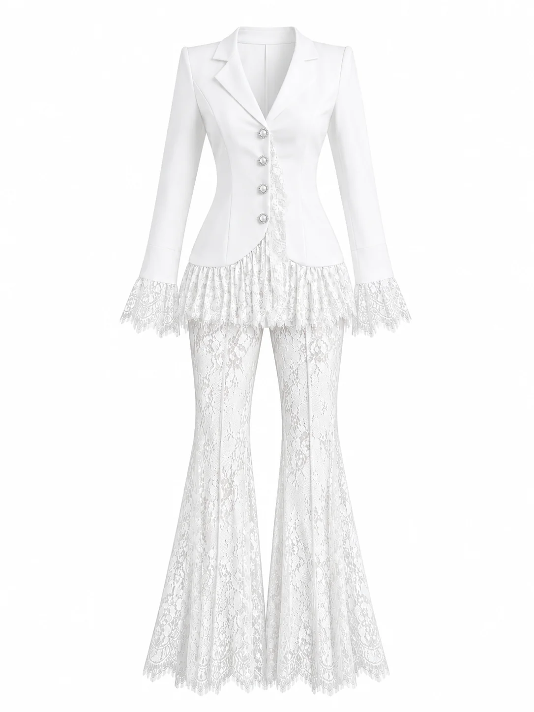 “Aria” blazer and lace pants set in white - Image 2