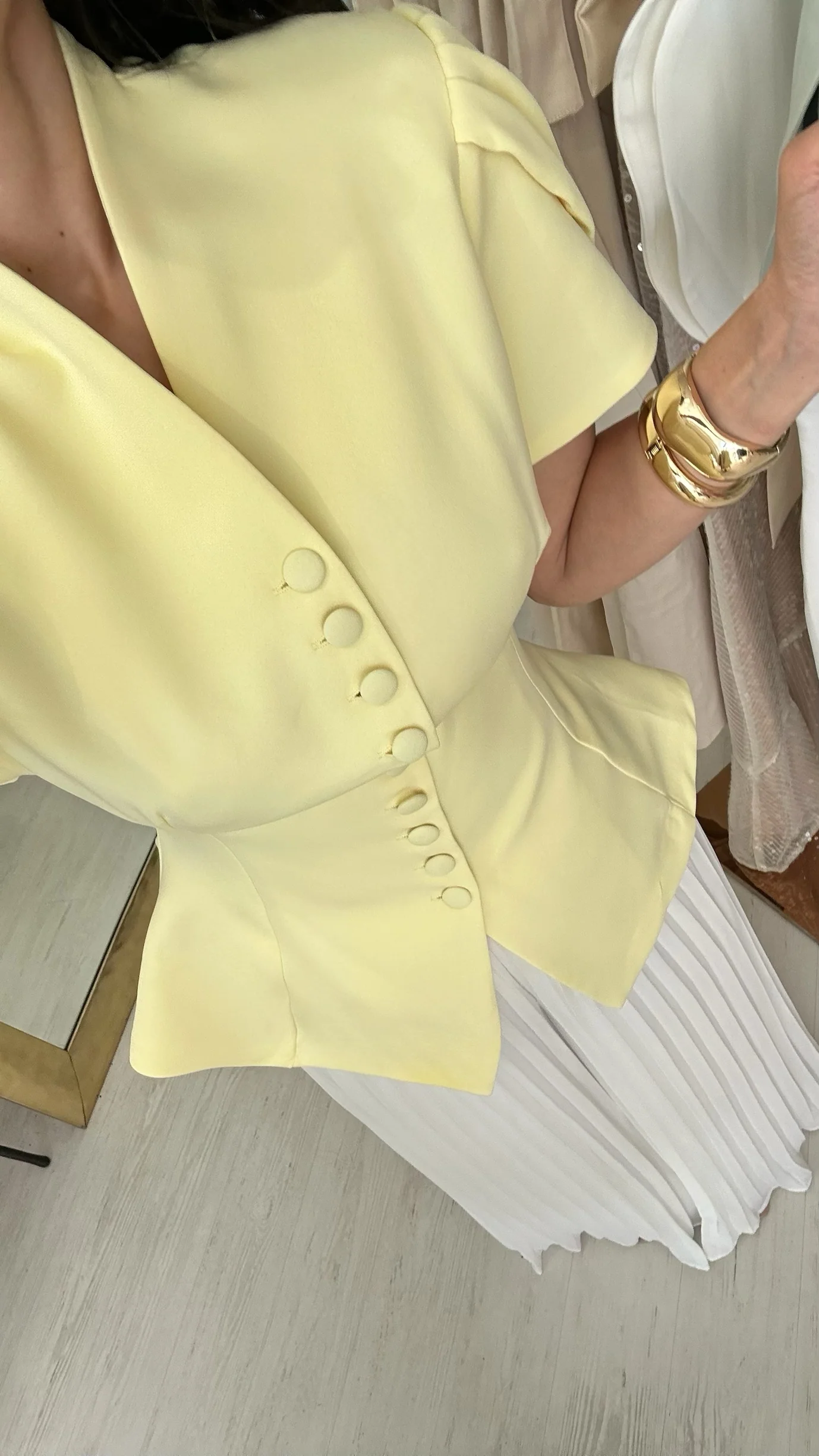 “Bea” buttoned up top