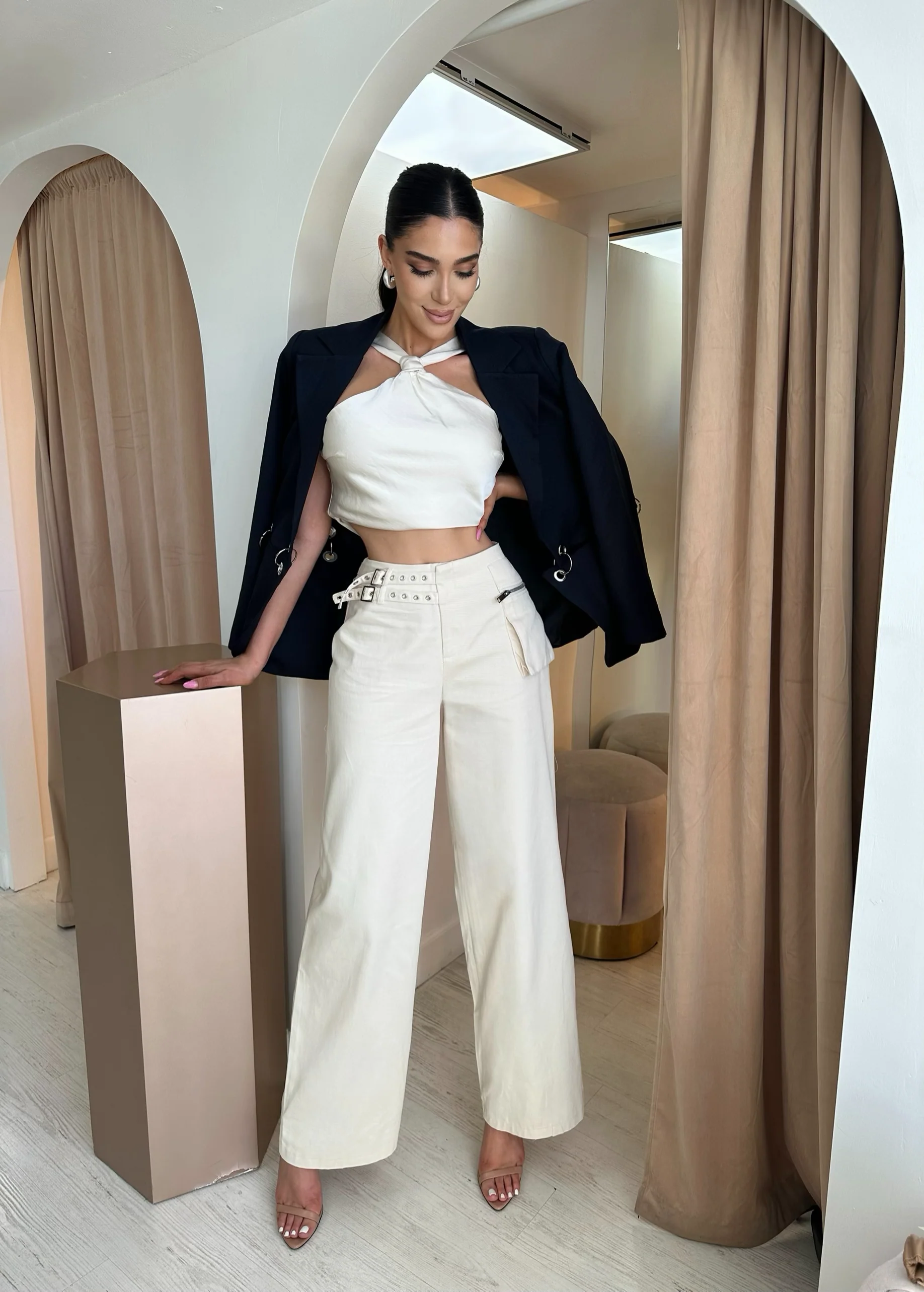“Claire” buckled pants