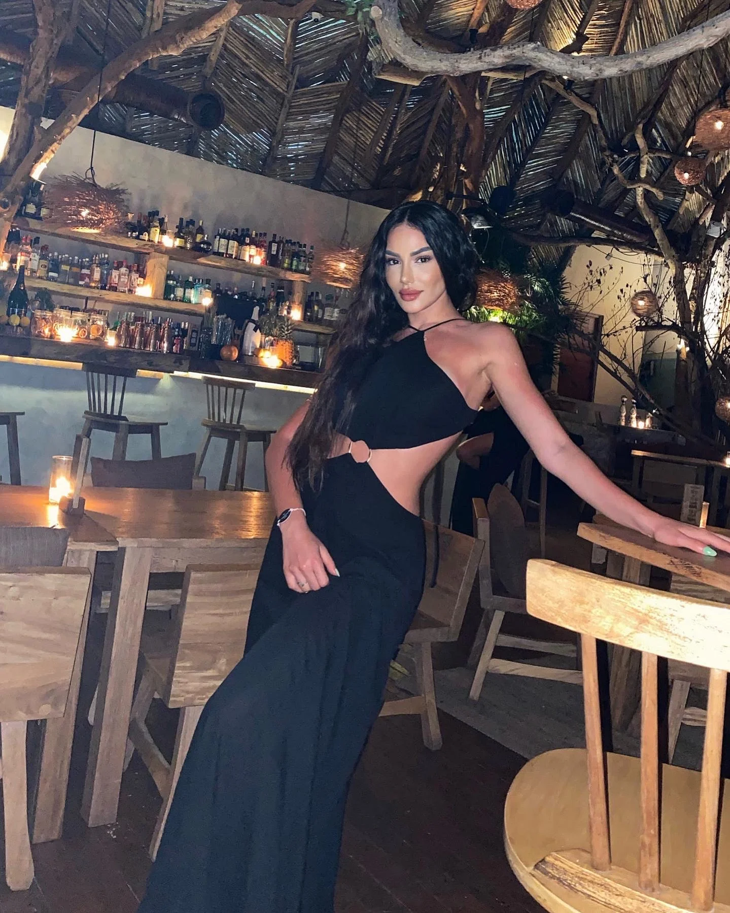 'Summer Nights' Linen Cutout Dress in black - Image 3