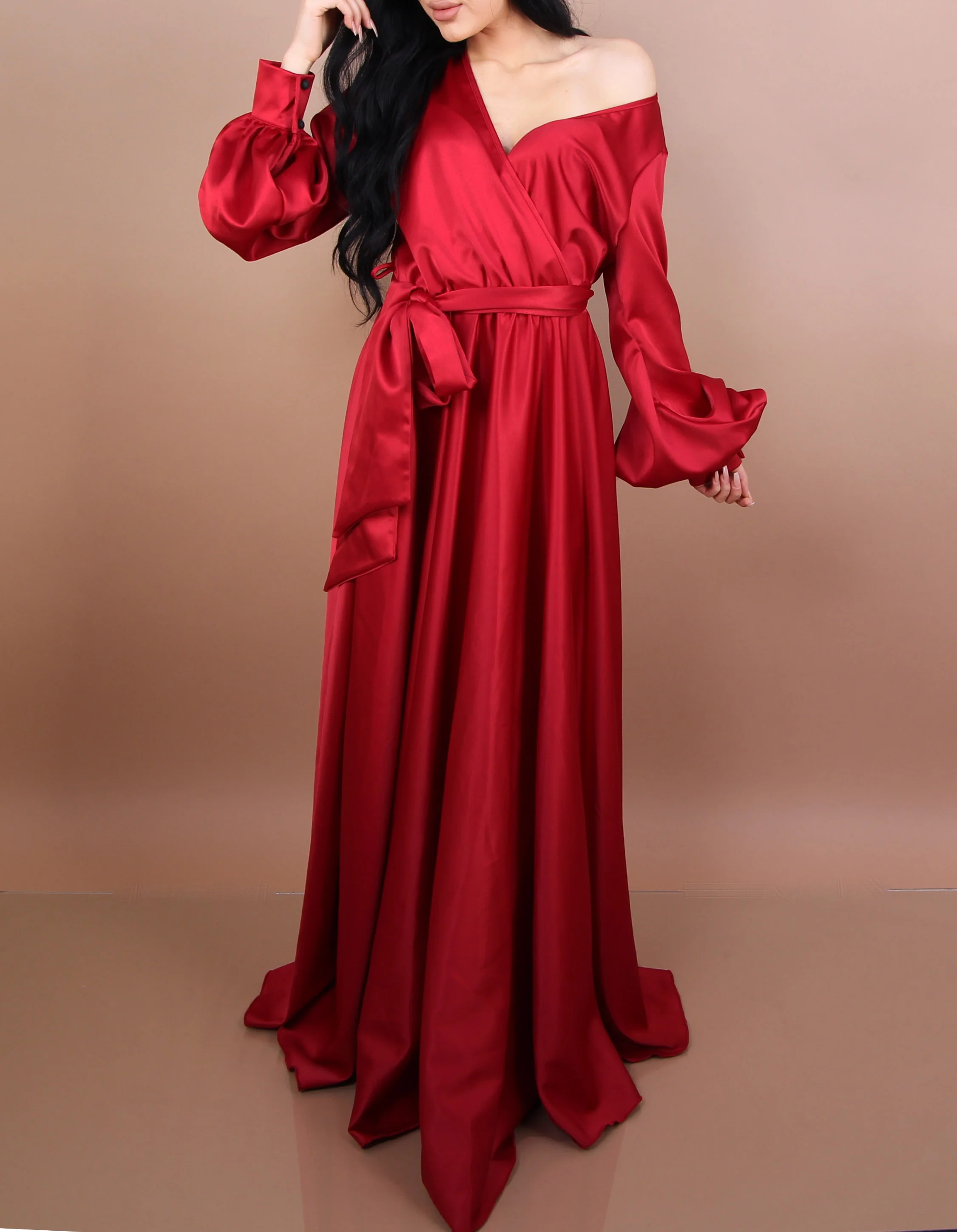 RED - 'DREAM' Satin Gown - Image 5
