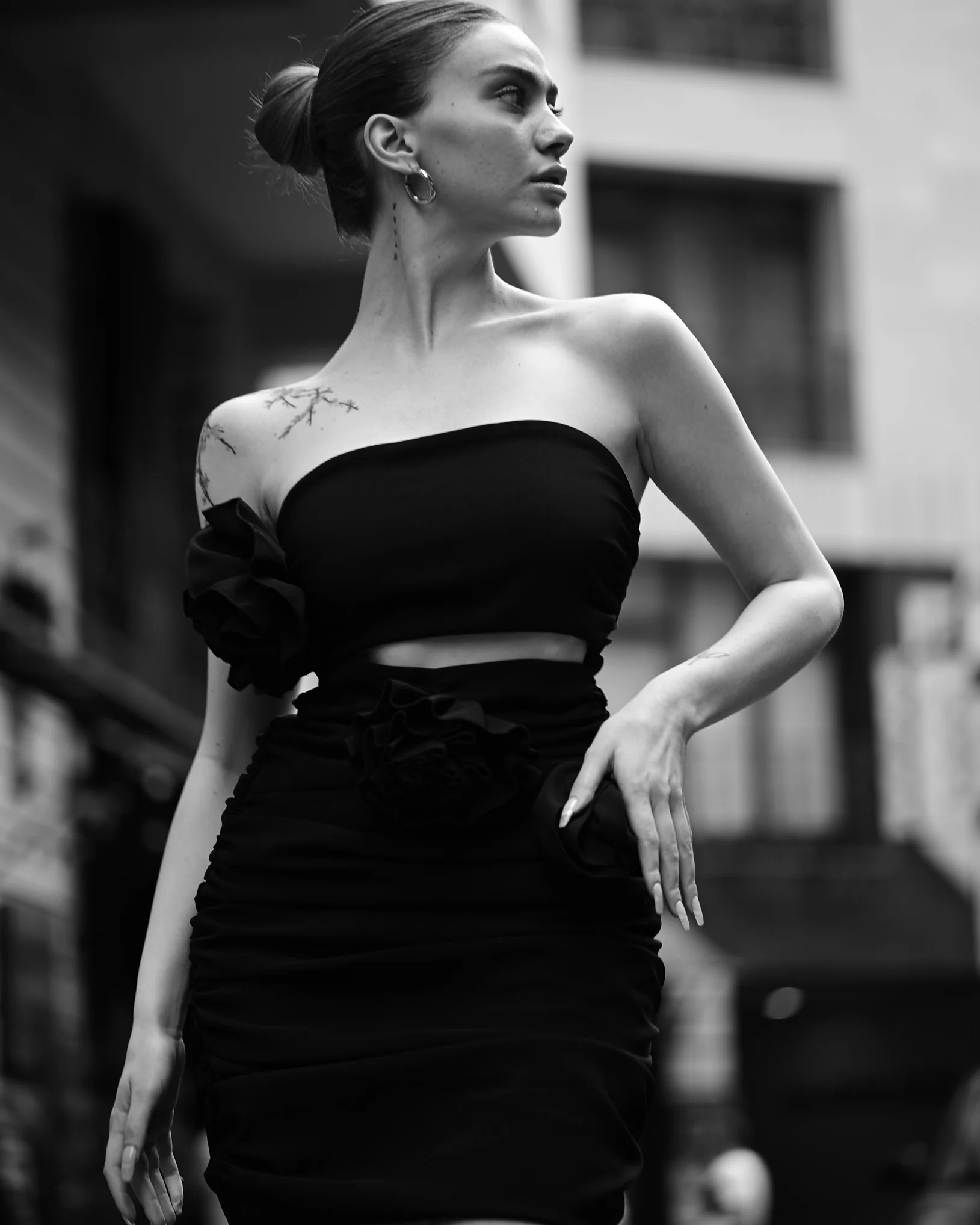 'La vie en Rose' Dress in Black - Image 3