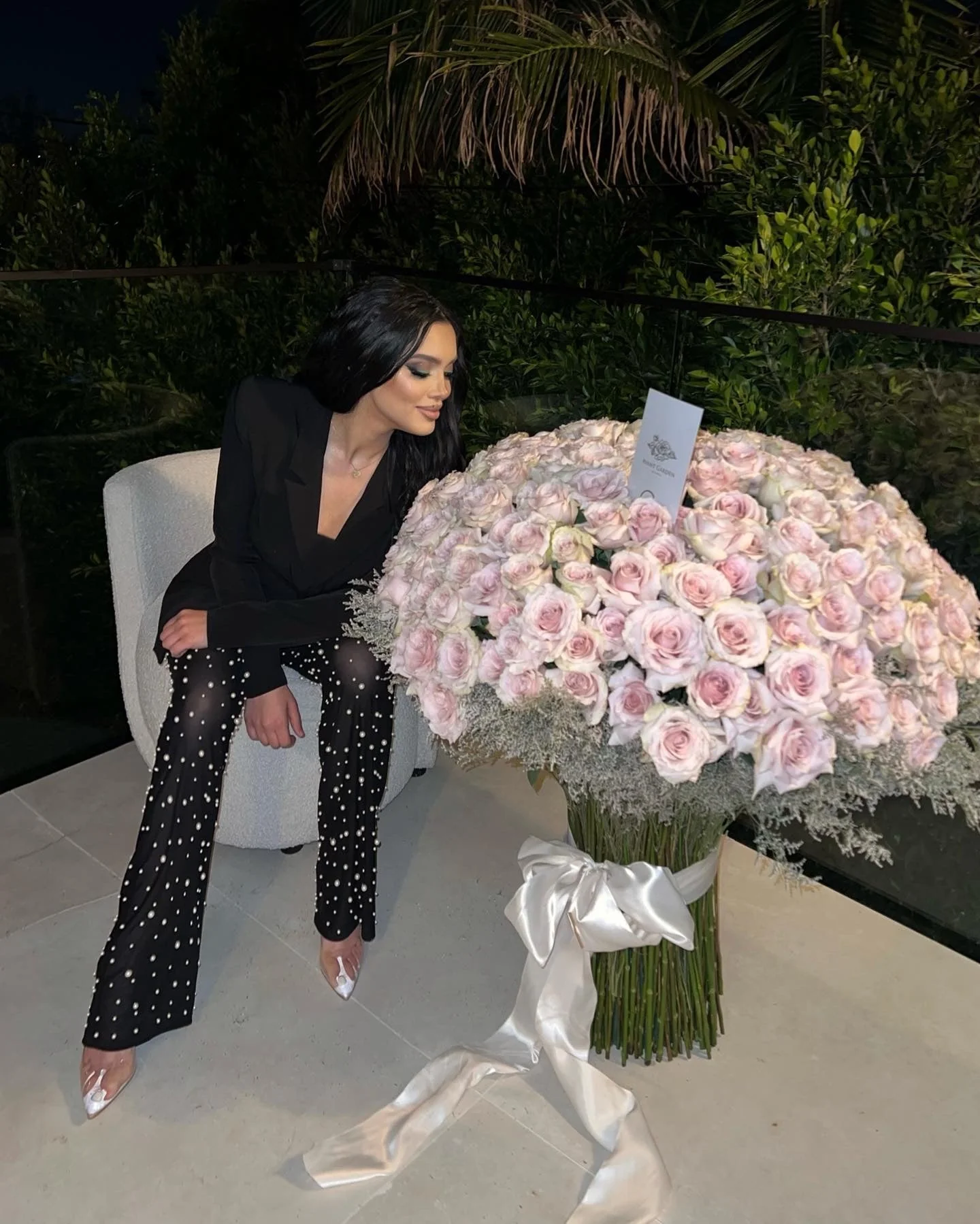 ‘MELISSA' Blazer & Pearl Detailed Pants Set in BLACK - Image 5