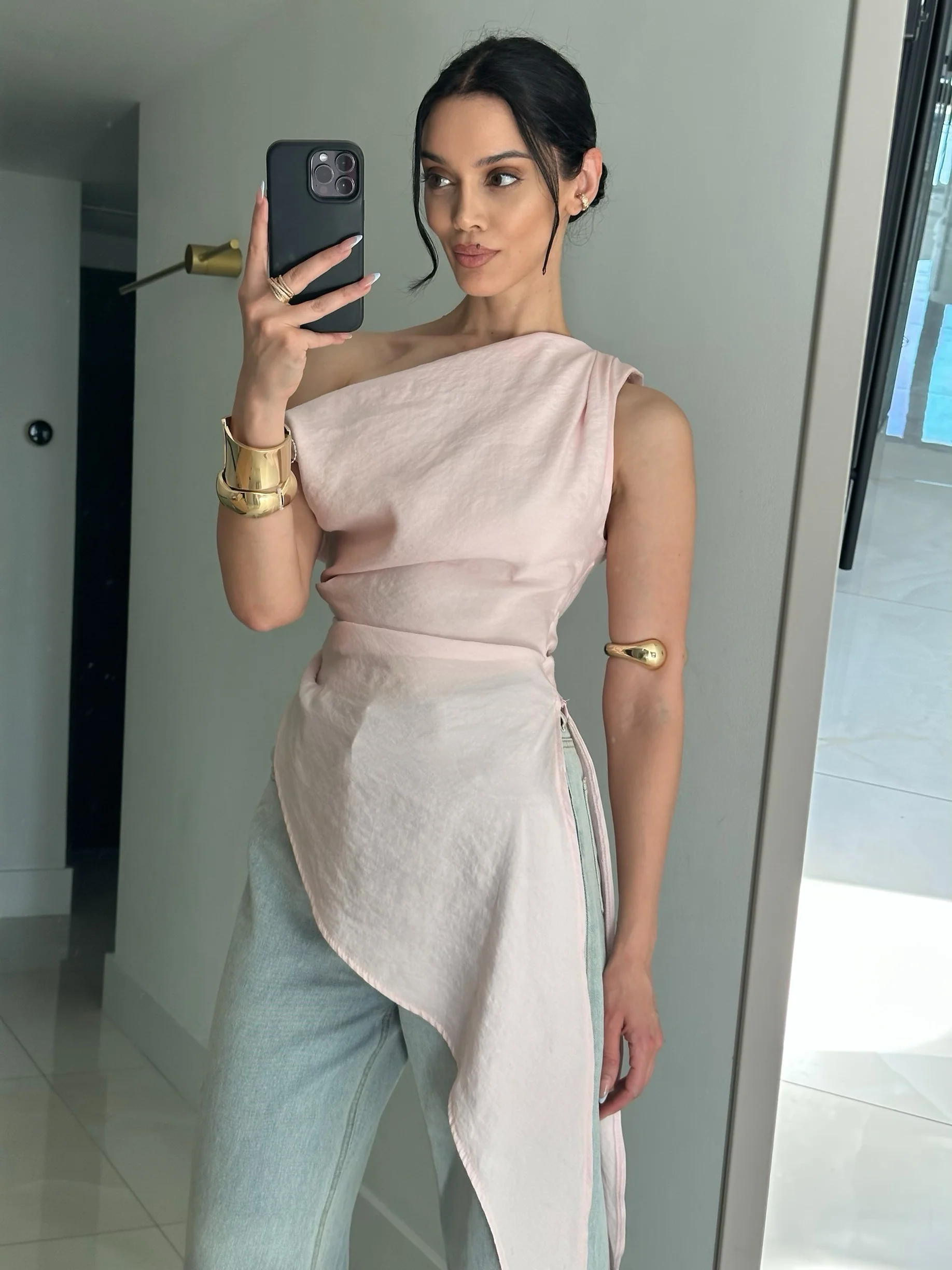 “Nala” asymmetrical top in pink