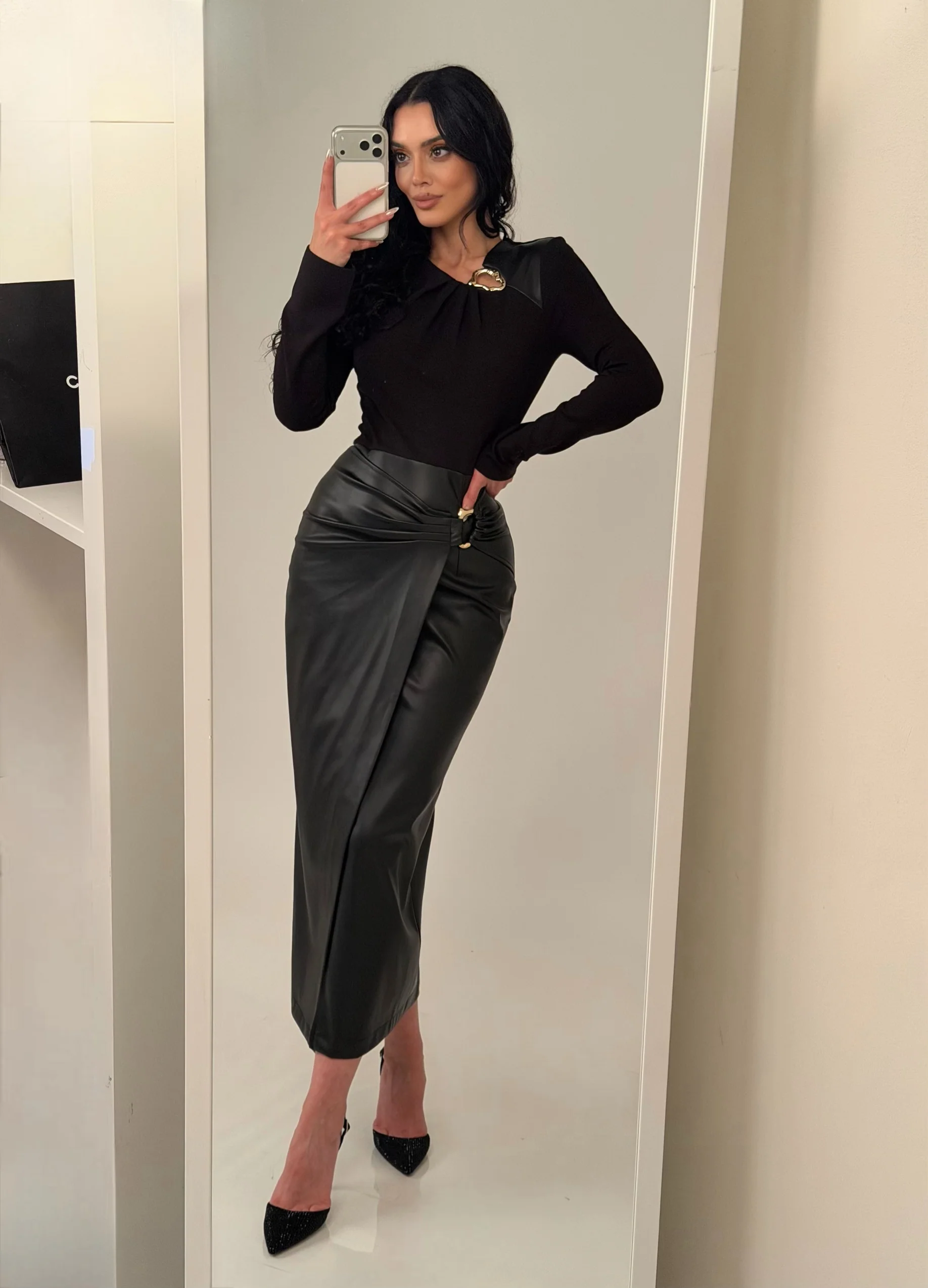 “Romi” leather detailed dress - Image 2