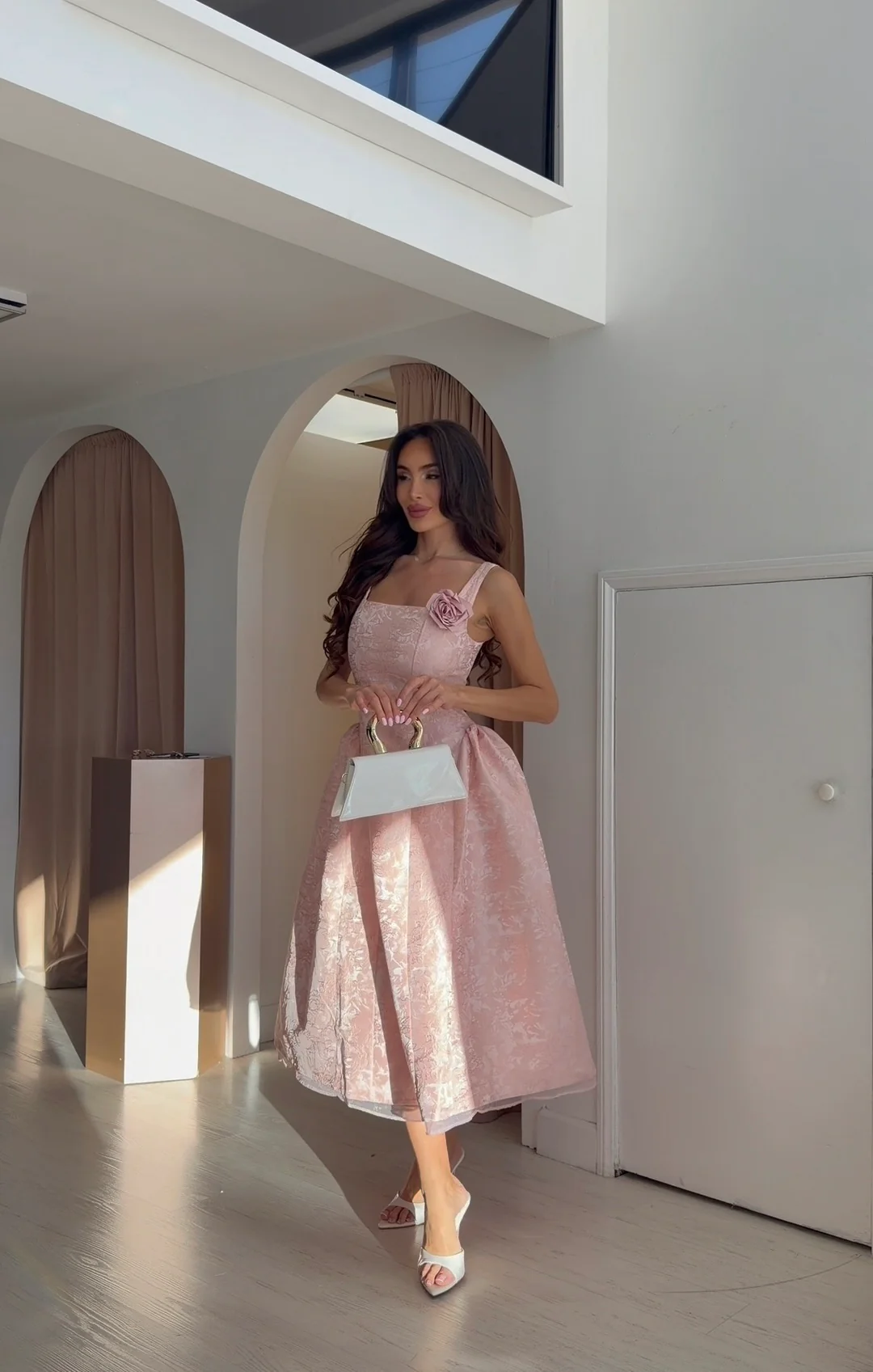 “Rose Reverie” fit-and-flare structured dress - Image 3
