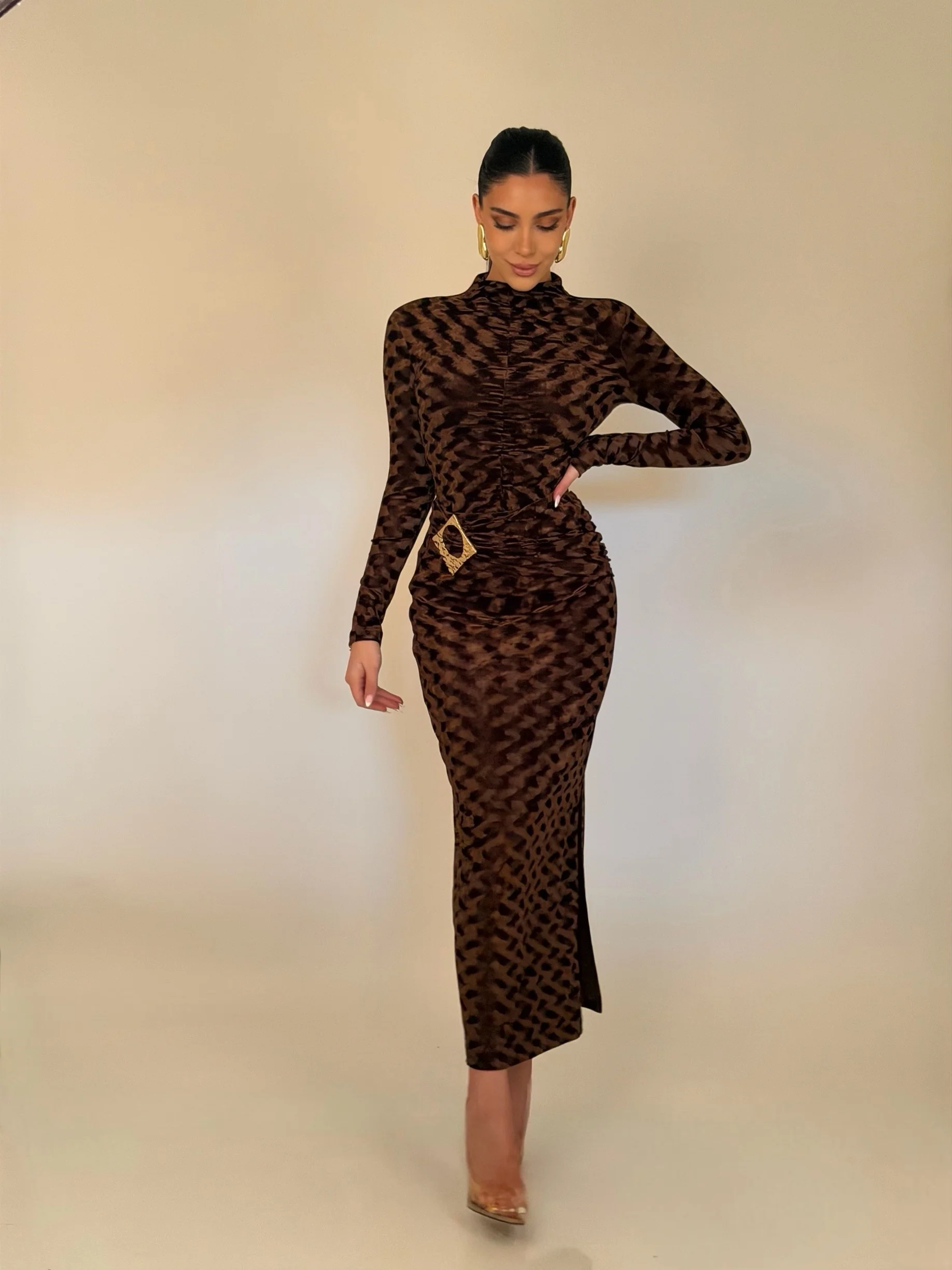 “Safari” velvet top and skirt set