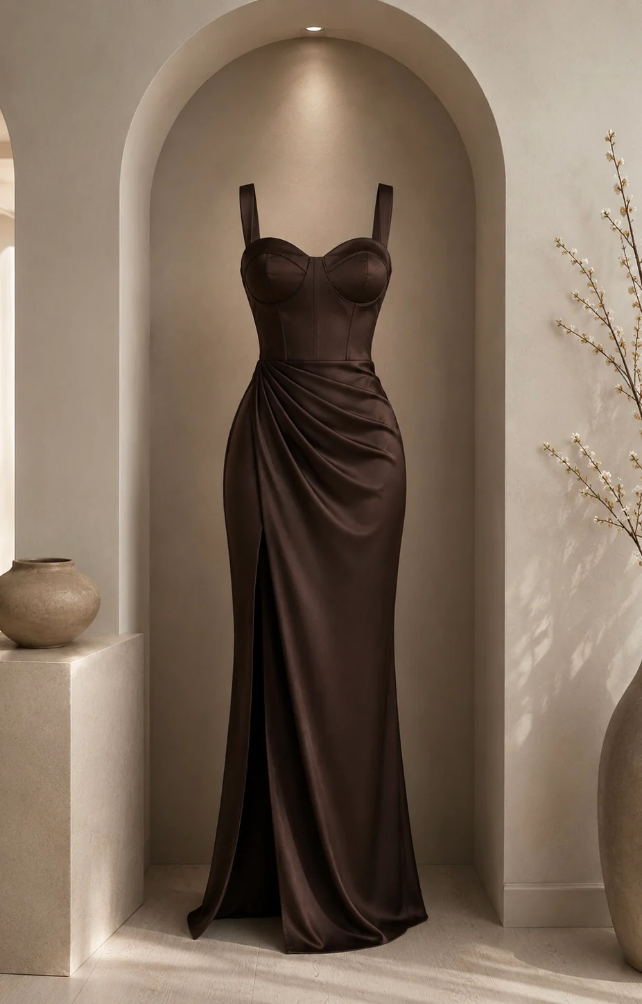 “Sapphire ” corset dress in brown - Image 2