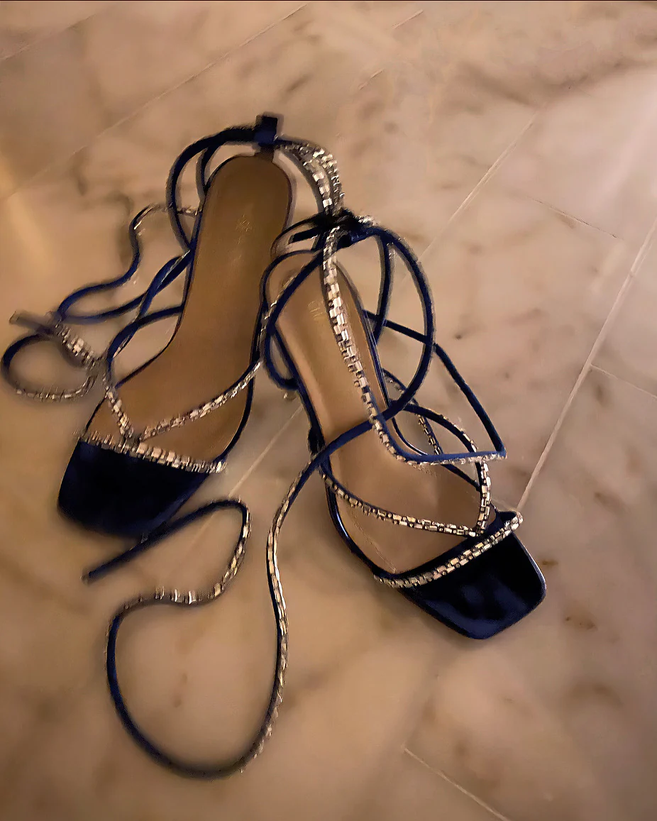'Midnight' Rhinestone Tied Up Heels