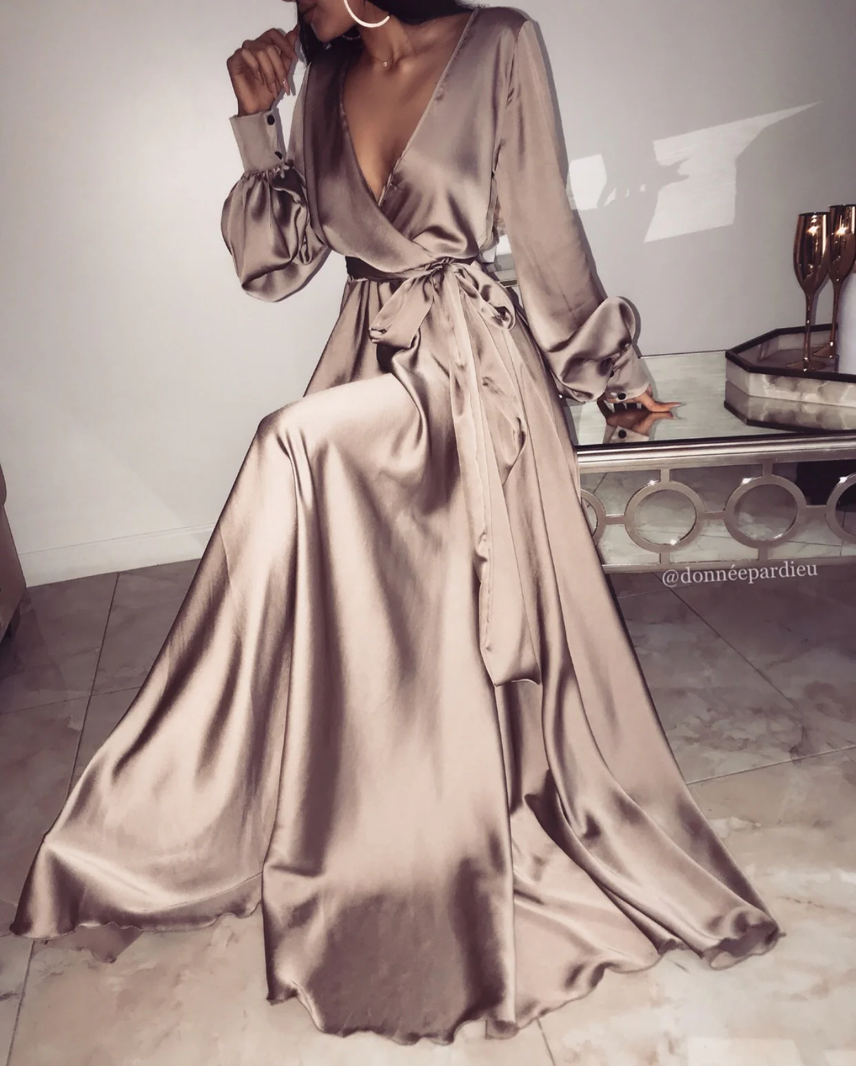 CHAMPAGNE - 'DREAM' Satin Gown - Image 3